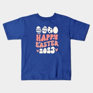 Happy Easter 2023 Eggs Peach Kids T-Shirt